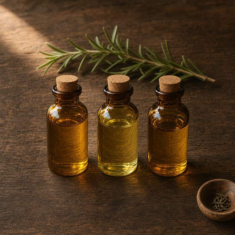 Tres botes de aceite alineados — lino, canola y girasol — para curar hierro fundido