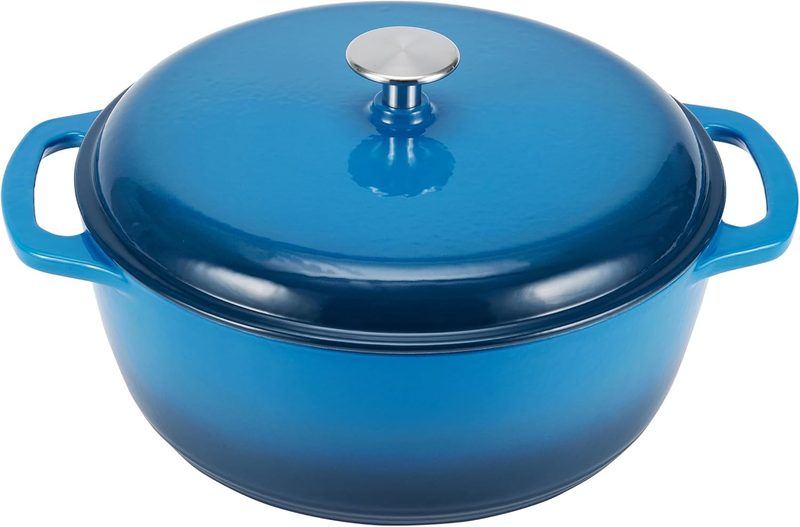 Olla cocotte Amazon Basics esmaltada en azul marino 5,7 L