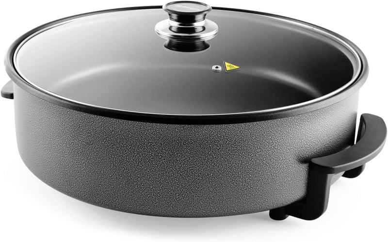 Packshot Orbegozo PZ 8100 paellera eléctrica de 40 cm con tapa de cristal sobre fondo blanco
